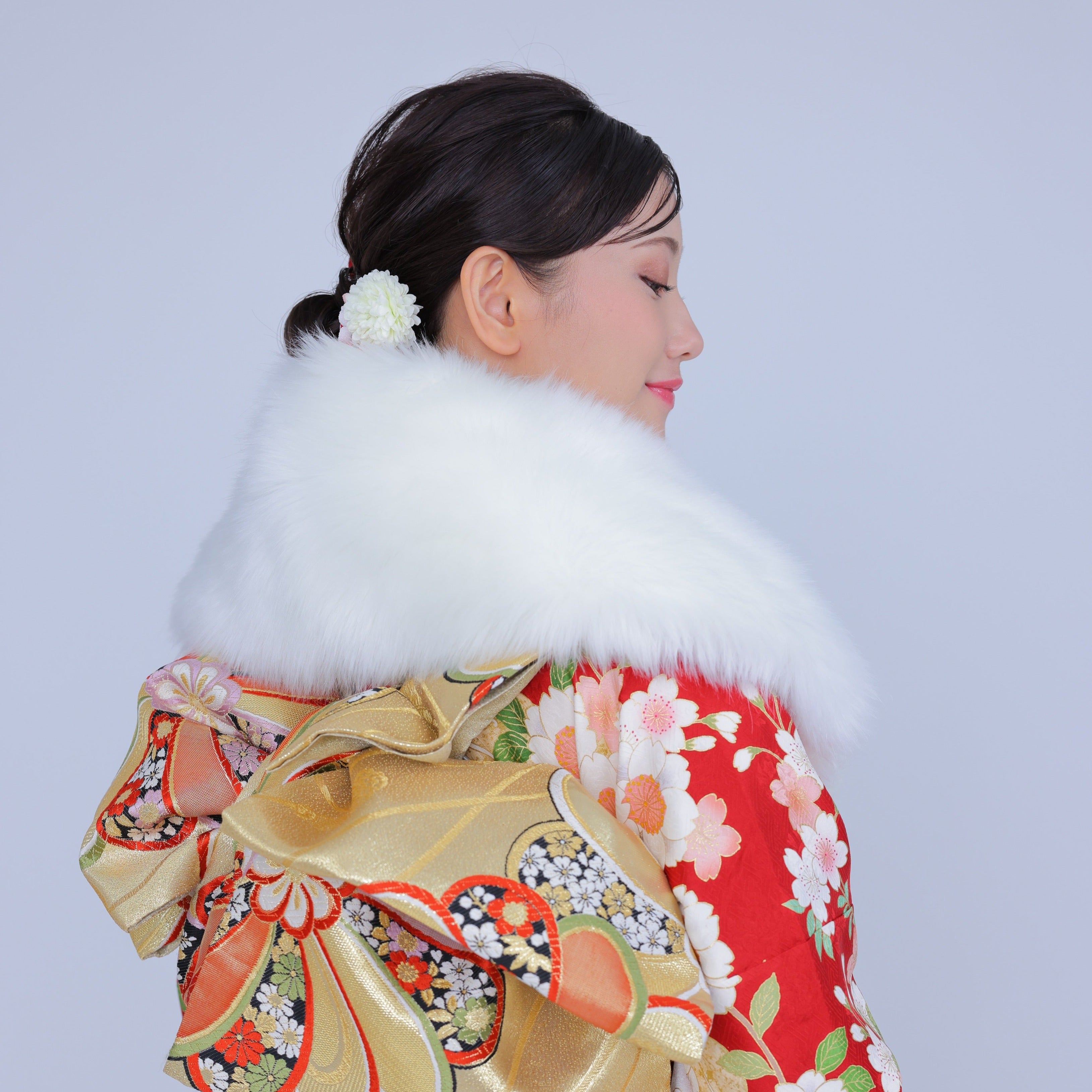 White Eco Fur Shawl