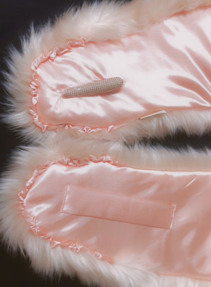 Eco fur shawl salmon pink